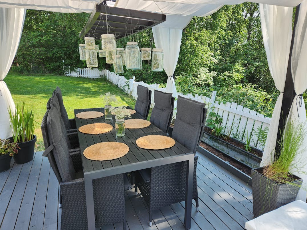 Træterrasse med overdækning Træterrasse med overdækning